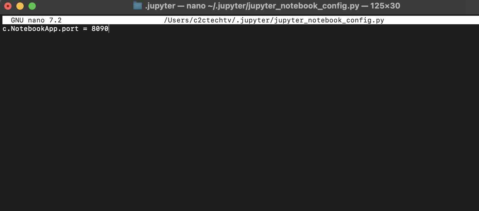Change Jupyter Notebook Port using Config File